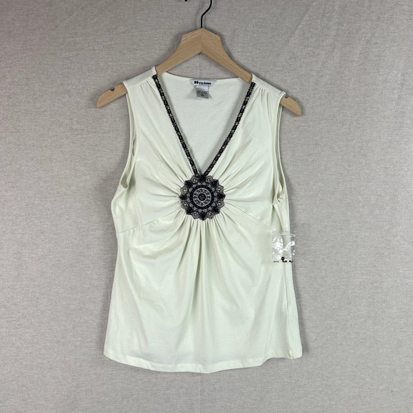 Vintage Womens Y2K Babydoll Top Size S Beaded Preppy Fairy Grunge Coquette Boho - Picture 1 of 10